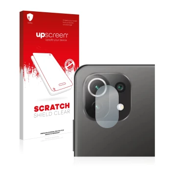 Parte frontal de un envase de producto con el logotipo de la marca upscreen. Al lado se muestra el dispositivo Xiaomi Mi 11 Li