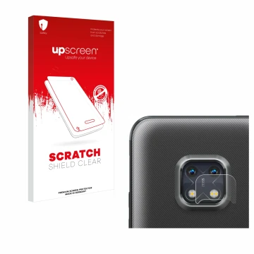 Parte frontal de un envase de producto con el logotipo de la marca upscreen. Al lado se muestra el dispositivo Nokia XR20 (SÓL