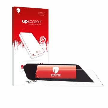 Parte frontal de un envase de producto con el logotipo de la marca upscreen. Al lado se muestra el dispositivo BMW Z4 G29 2018