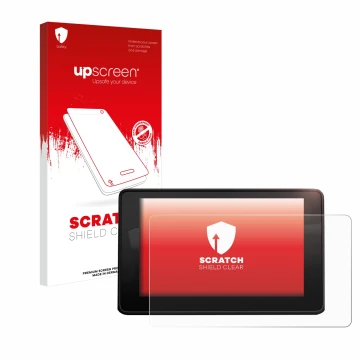 Parte frontal de un envase de producto con el logotipo de la marca upscreen. Al lado se muestra el dispositivo Audi A4 B9 2017