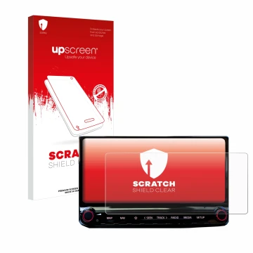Parte frontal de un envase de producto con el logotipo de la marca upscreen. Al lado se muestra el dispositivo Kia Ceed 2022 I