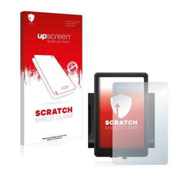 Parte frontal de un envase de producto con el logotipo de la marca upscreen. Al lado se muestra el dispositivo Bafang 860c con