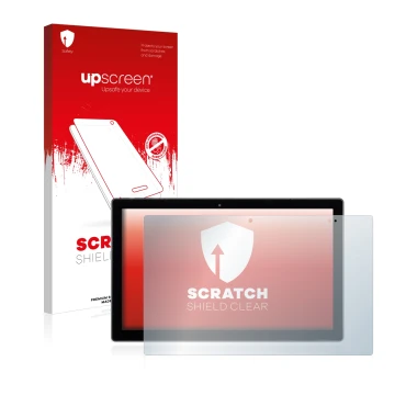 Parte frontal de un envase de producto con el logotipo de la marca upscreen. Al lado se muestra el dispositivo Wortmann Terra 