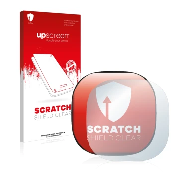 Parte frontal de un envase de producto con el logotipo de la marca upscreen. Al lado se muestra el dispositivo ecobee Smart Th