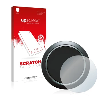 Parte frontal de un envase de producto con el logotipo de la marca upscreen. Al lado se muestra el dispositivo OOONO CO-Driver