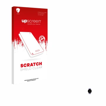 Parte frontal de un envase de producto con el logotipo de la marca upscreen. Al lado se muestra el dispositivo Samsung Galaxy 