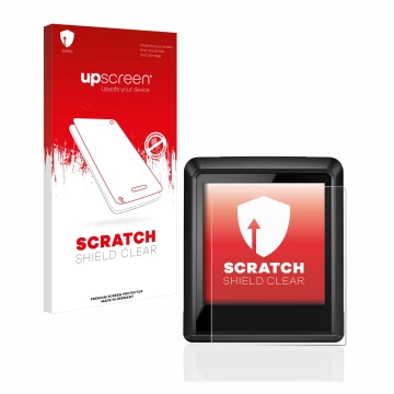 Parte frontal de un envase de producto con el logotipo de la marca upscreen. Al lado se muestra el dispositivo Bosch Intuvia 1