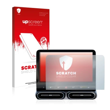 Parte frontal de un envase de producto con el logotipo de la marca upscreen. Al lado se muestra el dispositivo Smart #1 Pro+ 1