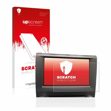 Parte frontal de un envase de producto con el logotipo de la marca upscreen. Al lado se muestra el dispositivo Ford Mondeo S&S