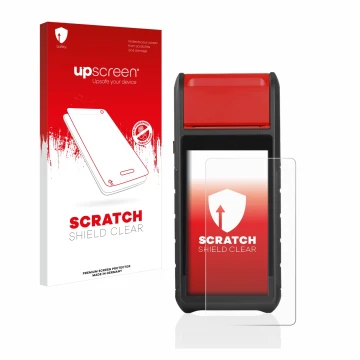 Parte frontal de un envase de producto con el logotipo de la marca upscreen. Al lado se muestra el dispositivo Autel MaxiBAS B