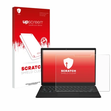 Parte frontal de un envase de producto con el logotipo de la marca upscreen. Al lado se muestra el dispositivo ASUS ROG Flow Z