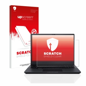 Parte frontal de un envase de producto con el logotipo de la marca upscreen. Al lado se muestra el dispositivo ASUS ProArt Stu