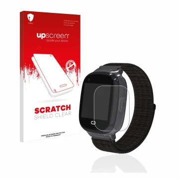 Parte frontal de un envase de producto con el logotipo de la marca upscreen. Al lado se muestra el dispositivo Pthtechus 4G GP