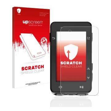 Parte frontal de un envase de producto con el logotipo de la marca upscreen. Al lado se muestra el dispositivo iGPSPORT iGS630