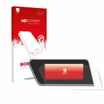 Parte frontal de un envase de producto con el logotipo de la marca upscreen. Al lado se muestra el dispositivo BMW 1 F40 2023 