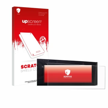 Parte frontal de un envase de producto con el logotipo de la marca upscreen. Al lado se muestra el dispositivo Opel Astra L 20