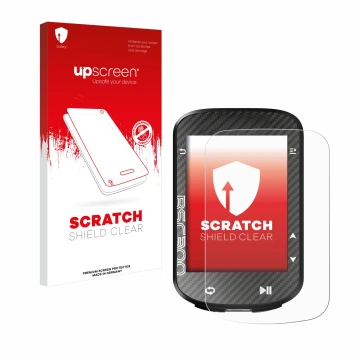 Parte frontal de un envase de producto con el logotipo de la marca upscreen. Al lado se muestra el dispositivo iGPSPORT BSC300