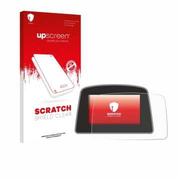 Parte frontal de un envase de producto con el logotipo de la marca upscreen. Al lado se muestra el dispositivo PowaKaddy C2i c
