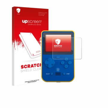 Parte frontal de un envase de producto con el logotipo de la marca upscreen. Al lado se muestra el dispositivo Blaze Super Poc