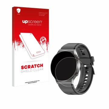 Parte frontal de un envase de producto con el logotipo de la marca upscreen. Al lado se muestra el dispositivo Kardena Care Pr