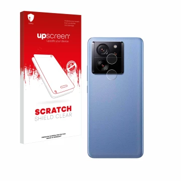 Parte frontal de un envase de producto con el logotipo de la marca upscreen. Al lado se muestra el dispositivo Xiaomi 13T (SÓL