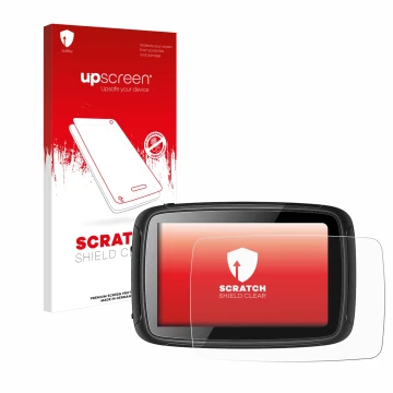 Parte frontal de un envase de producto con el logotipo de la marca upscreen. Al lado se muestra el dispositivo Elebest Carplay