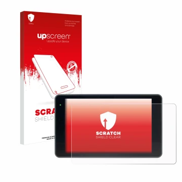 Parte frontal de un envase de producto con el logotipo de la marca upscreen. Al lado se muestra el dispositivo YoloLiv YoloBox