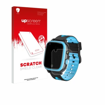 Parte frontal de un envase de producto con el logotipo de la marca upscreen. Al lado se muestra el dispositivo Aduogeng T5 con