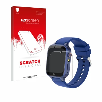 Parte frontal de un envase de producto con el logotipo de la marca upscreen. Al lado se muestra el dispositivo Yedasah D07 con