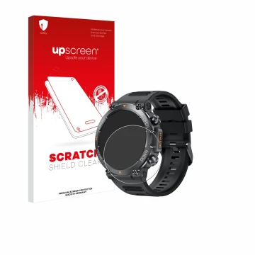 Parte frontal de un envase de producto con el logotipo de la marca upscreen. Al lado se muestra el dispositivo GaWear K56-PRO 
