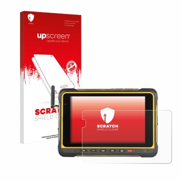 Parte frontal de un envase de producto con el logotipo de la marca upscreen. Al lado se muestra el dispositivo AIR3 7.3 con su