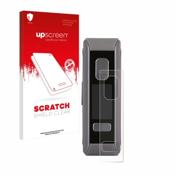 Parte frontal de un envase de producto con el logotipo de la marca upscreen. Al lado se muestra el dispositivo GeekVape Aegis 