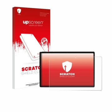 Parte frontal de un envase de producto con el logotipo de la marca upscreen. Al lado se muestra el dispositivo Goodtel G10 con