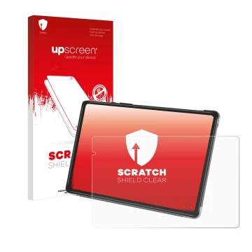 Parte frontal de un envase de producto con el logotipo de la marca upscreen. Al lado se muestra el dispositivo Yestel T13 con 