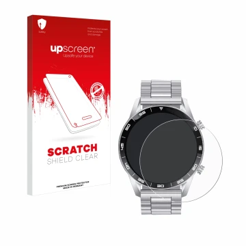 Parte frontal de un envase de producto con el logotipo de la marca upscreen. Al lado se muestra el dispositivo Foxbox SML1-C P