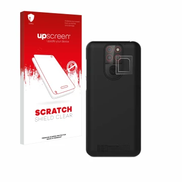 Parte frontal de un envase de producto con el logotipo de la marca upscreen. Al lado se muestra el dispositivo Emporia Smart 5