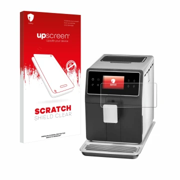 Parte frontal de un envase de producto con el logotipo de la marca upscreen. Al lado se muestra el dispositivo WMF Perfection 