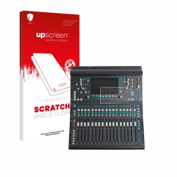 Parte frontal de un envase de producto con el logotipo de la marca upscreen. Al lado se muestra el dispositivo Allen&Heat SQ5 