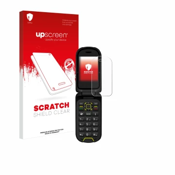Parte frontal de un envase de producto con el logotipo de la marca upscreen. Al lado se muestra el dispositivo Hammer Bow LTE 