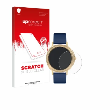 Parte frontal de un envase de producto con el logotipo de la marca upscreen. Al lado se muestra el dispositivo Reflex Active S