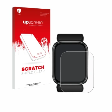 Parte frontal de un envase de producto con el logotipo de la marca upscreen. Al lado se muestra el dispositivo YHE BP Doctor F