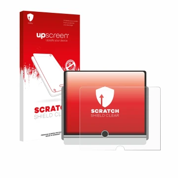 Parte frontal de un envase de producto con el logotipo de la marca upscreen. Al lado se muestra el dispositivo Lexus LBX 2024 