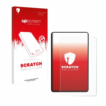 Parte frontal de un envase de producto con el logotipo de la marca upscreen. Al lado se muestra el dispositivo Oukitel OT5S co
