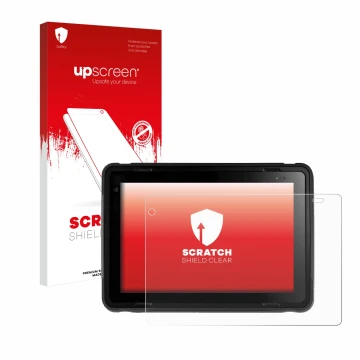 Parte frontal de un envase de producto con el logotipo de la marca upscreen. Al lado se muestra el dispositivo Texa Axone Voic