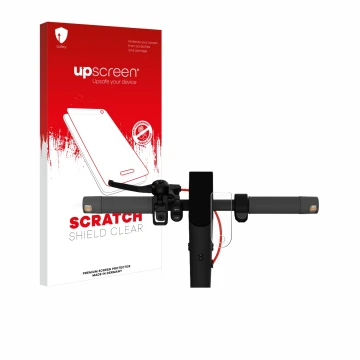 Parte frontal de un envase de producto con el logotipo de la marca upscreen. Al lado se muestra el dispositivo Xiaomi Mi 4 Lit