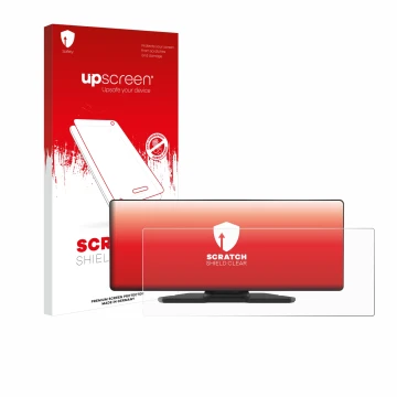 Parte frontal de un envase de producto con el logotipo de la marca upscreen. Al lado se muestra el dispositivo Carpuride W903 