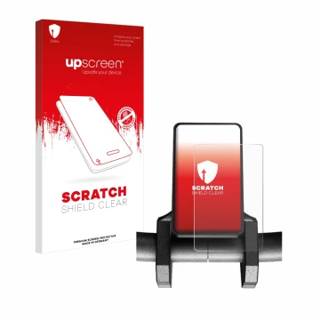 Parte frontal de un envase de producto con el logotipo de la marca upscreen. Al lado se muestra el dispositivo Joyor S8-S V1 c