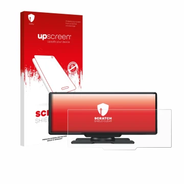 Parte frontal de un envase de producto con el logotipo de la marca upscreen. Al lado se muestra el dispositivo Lamto 9.26