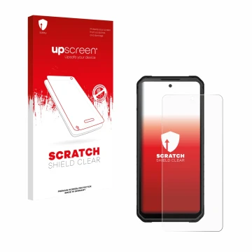 Parte frontal de un envase de producto con el logotipo de la marca upscreen. Al lado se muestra el dispositivo iiiF150 Raptor 