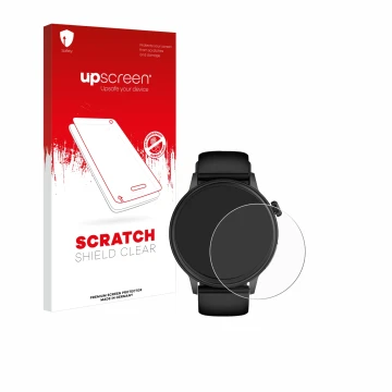 Parte frontal de un envase de producto con el logotipo de la marca upscreen. Al lado se muestra el dispositivo YYKY ET470 1.4